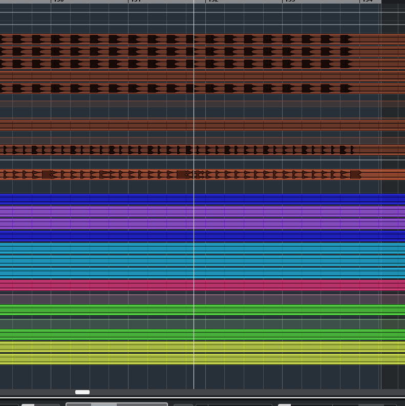DAW timeline showing export locators with buffer bars after the last beat to preserve reverb tails