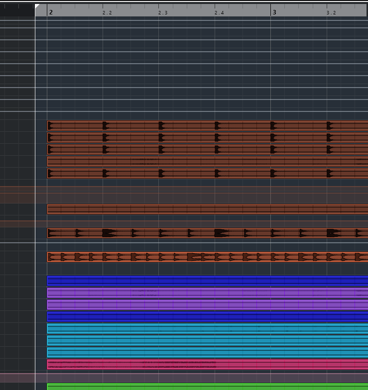 DAW timeline showing export locators with 1-2 bar buffer before the first beat